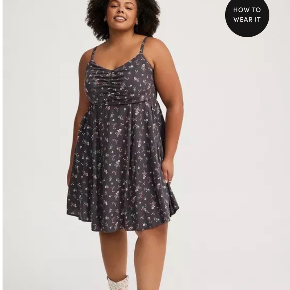 Mini Wash Challis Shirred Skater Dress New With tags Torrid